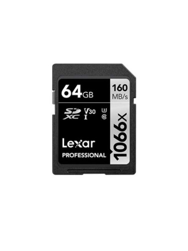 Карта памет 64GB SDXC, Lexar Professional 1066x, Class 10 UHS-I, U3, скорост на четене до 160 MB/s, скорост на запис до 70 MB/s