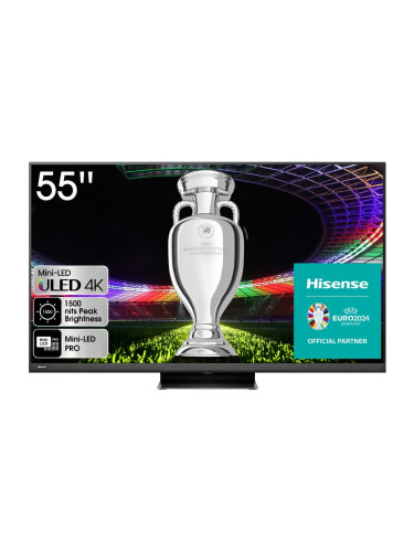 Телевизор Hisense 55U8KQ, 55" (139.7 cm) 4K/UHD ULED Smart TV, HDR, 144Hz, DVB-T2/C/S2, LAN, Wi-Fi, Bluetooth, 4x HDMI, 2x USB