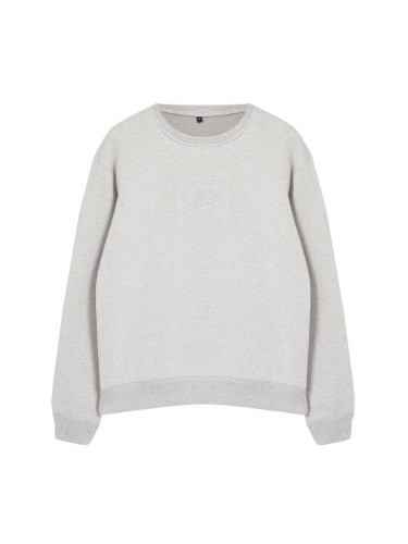 Trendyol Gray Melange Oversize/Wide Cut Embossed Text Printed Sweatshirt