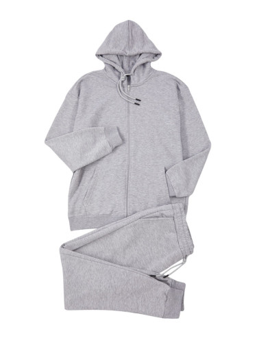 Trendyol Gray Melange Oversize/Wide Cut Hooded Basic Tracksuit Set