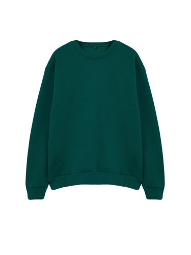 Trendyol Emerald Green Oversize/Wide Cut Thick Sweatshirt with Embroidery Detail