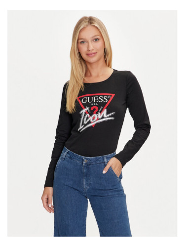 Guess Блуза Icon W4YI33 I3Z14 Черен Slim Fit