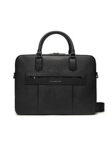 Tommy Hilfiger Чанта за лаптоп Business Leather Computer Bag AM0AM12489 Черен