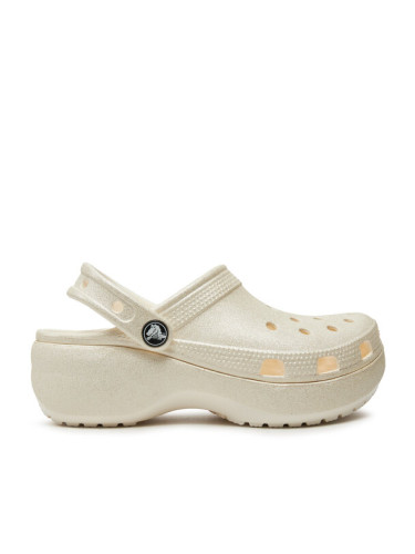 Crocs Чехли Classic Platform Glitter Clog W 207241 Екрю