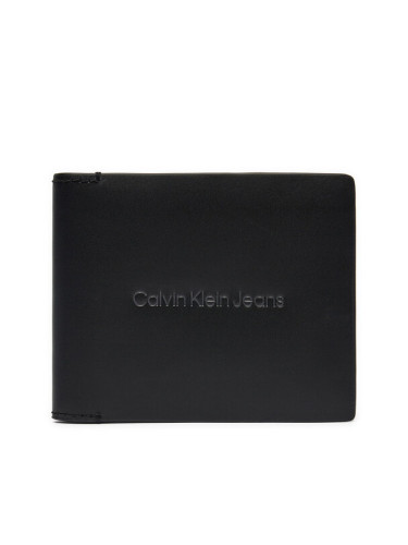 Calvin Klein Jeans Голям мъжки портфейл Logo Print Bifold Id K50K512063 Черен