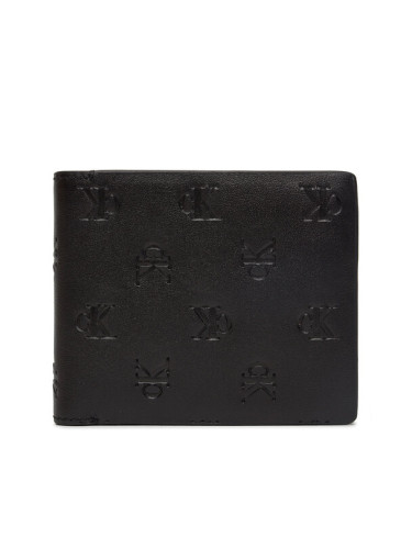 Calvin Klein Jeans Голям мъжки портфейл Aop Emboss Bifold W/Coin K50K512064 Черен