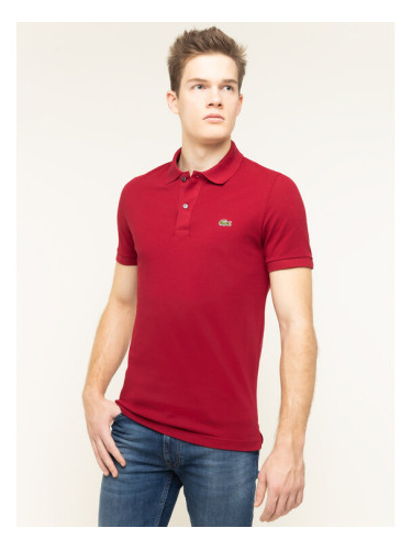 Lacoste Тениска с яка и копчета PH4012 Бордо Slim Fit