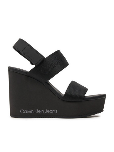 Calvin Klein Jeans Сандали Wedge Sandal Webbing In Mtl YW0YW01479 Черен