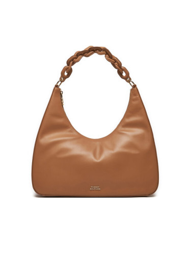 Tommy Hilfiger Дамска чанта Soft Leather Hobo AW0AW16292 Кафяв