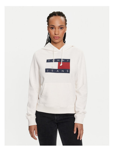 Tommy Jeans Суитшърт Flag DW0DW18654 Бял Regular Fit