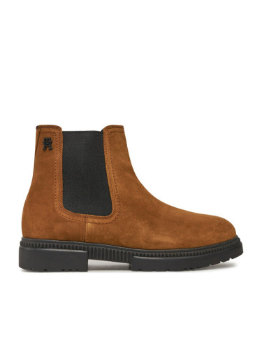 Tommy Hilfiger Боти тип челси Casual Cleated Suede Chelsea FM0FM05037 Кафяв