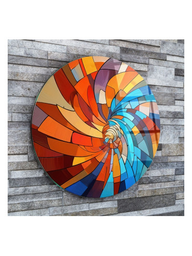 Кръгло стъклено пано -  Вихър на Цветовете