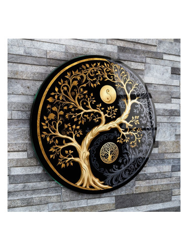 Кръгло стъклено пано -  Живота и Баланса