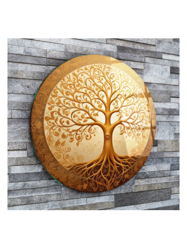 Кръгло стъклено пано -  Златното дърво на живота