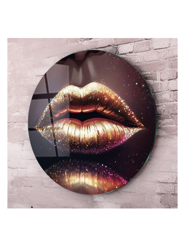 Кръгло стъклено пано - Бляскави устни