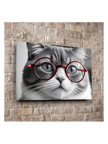 Стъклено АРТ пано - Интелигентната Котка