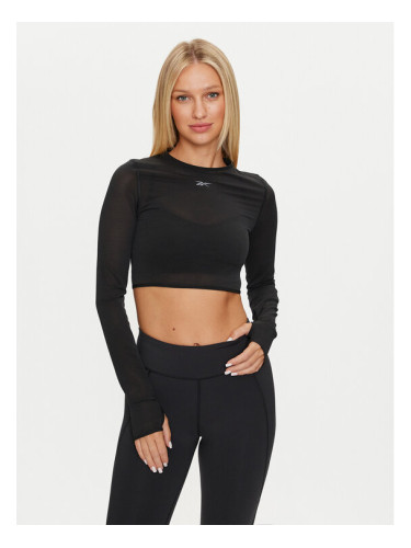 Reebok Тениска от техническо трико Studio Mesh LS Top 100075380 Черен Slim Fit