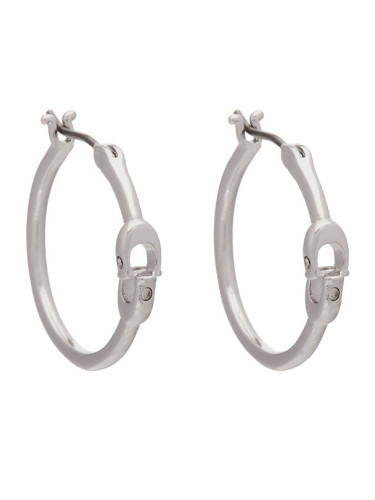 Coach Обици Signature Hoop Earrings 37408160RHO030 Сребрист