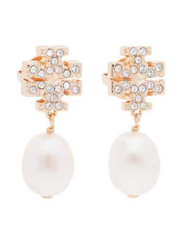 Tory Burch Обици Kira Pave Pearl Drop Earring 60525 Златист