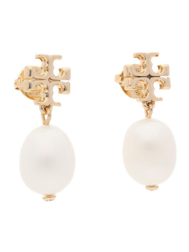 Tory Burch Обици Kira Pearl Drop Earring 65156 Бял