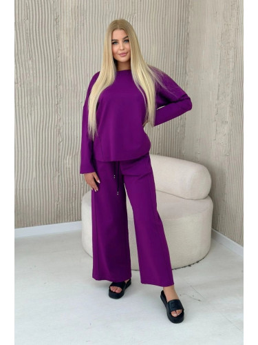 Set Punto Milano winter sweatshirt + trousers with wide legs dark purple