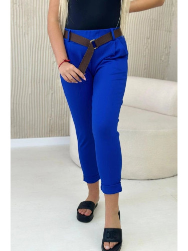 Punto Milano winter pants with a cornflower blue belt