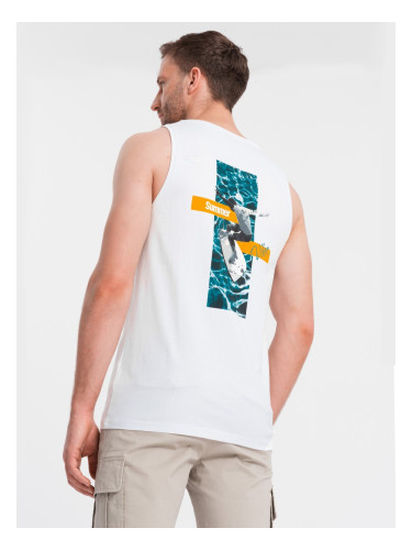 Ombre Summer Vibe printed men's cotton tank top - white