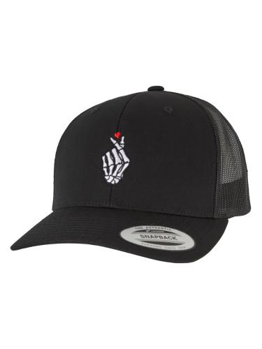 Bones Hand Heart Retro Trucker Cap Black