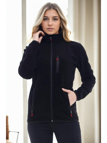 80514 Dewberry Full Zipper Fleece Jacket-BLACK