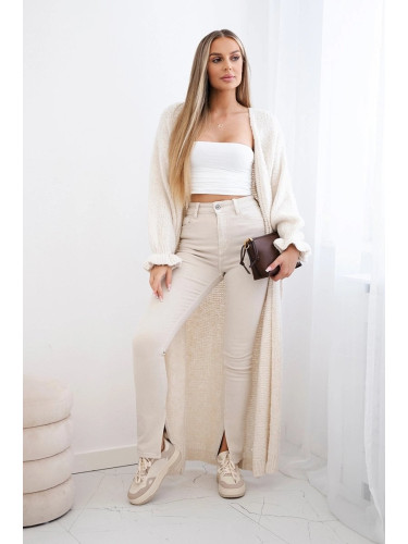 Long cardigan sweater light beige