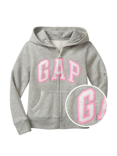 Gray Girls' Baby Sweatshirt GAP Logo Zip Hoodie