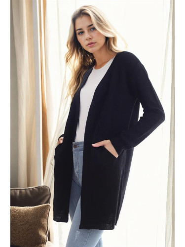 99224 Dewberry 
Kangaroo Pocket Knitwear Cardigan-BLACK