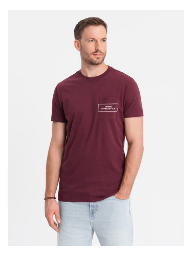 Men's Ombre Streetstyle cotton t-shirt with pocket print - maroon