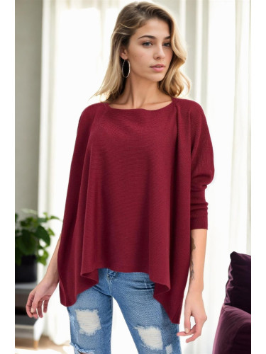 81734 Dewberry Knitwear Womens Poncho-BORDEAUX