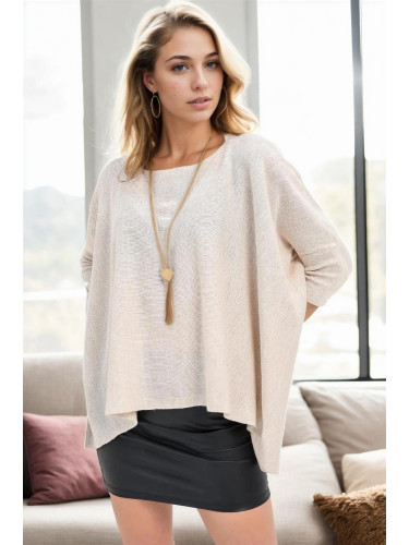 81734 Dewberry Knitwear Womens Poncho-STONE