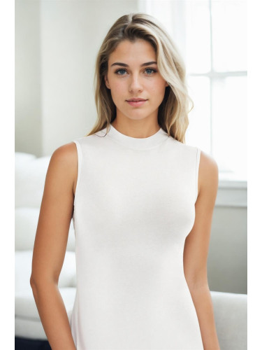 90805 Dewberry Sleeveless Turtleneck Women Undershirt-WHITE