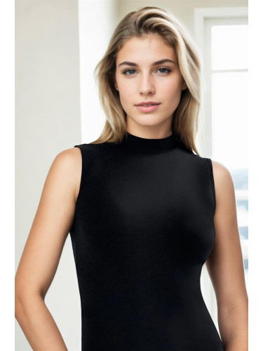 90805 Dewberry Sleeveless Turtleneck Women Undershirt-BLACK