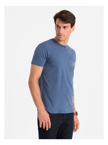 Ombre Streetstyle men's cotton pocket print t-shirt - indigo