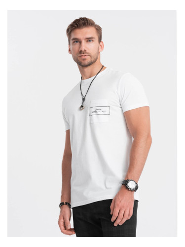 Ombre Streetstyle men's pocket print cotton t-shirt - white