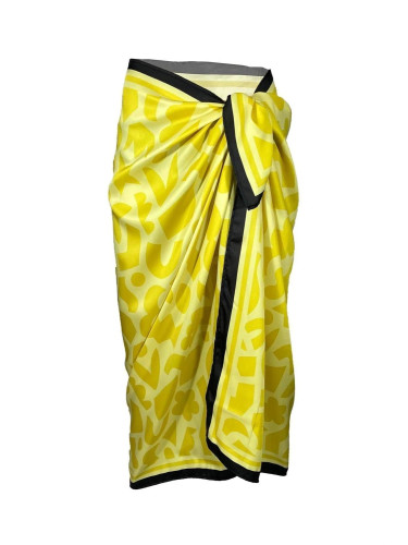 71058 Dewberry Patterned Shiny Fabric Women Pareo-YELLOW