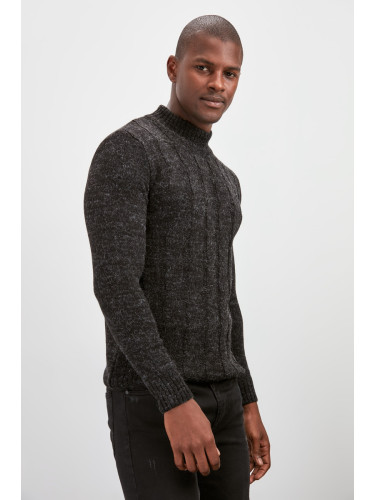 Trendyol Black Slim Half Turtleneck Hair Knit Sweater