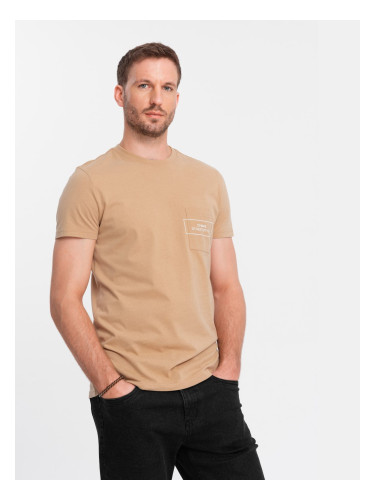 Men's cotton t-shirt with pocket print Ombre Streetstyle - sand