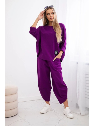 Set Punto Milano winter sweatshirt + trousers dark purple