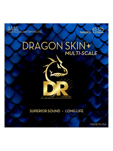 DR Strings Dragon Skin+ Coated Nickel 5-String Medium 45-125 Tapered Multi-Scale Струни за 5-струнна бас китара