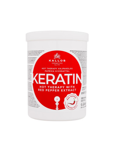 Kallos Cosmetics Keratin Hot Therapy With Red Pepper Extract Маска за коса за жени 1000 ml