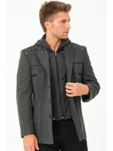 K7532 DEWBERRY MEN'S COAT-STRAIGHT ANTHRACITE