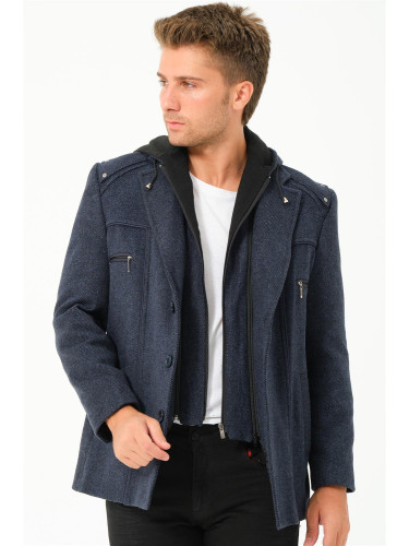 K7532 DEWBERRY MEN'S COAT-DIAGONAL NAVY BLUE