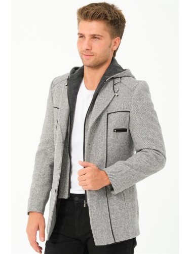 K7532 DEWBERRY MEN'S COAT-DIAGONAL GREY