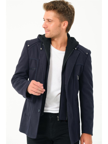 K7532 DEWBERRY MEN'S COAT-PLAIN NAVY BLUE