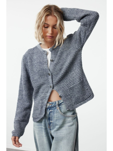 Trendyol Indigo Crew Neck Knitted Cardigan